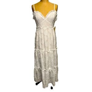 Altar’d State Floral Lined White Maxi Dress Sleeveless Back Zip NWT Size Small